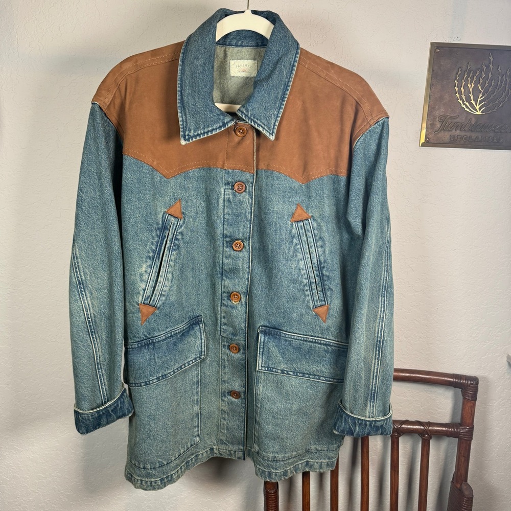 Faherty Ridge Back Denim Suede Jacket Creekside Indigo Wash WOH2510 L/XL New - Picture 4 of 10